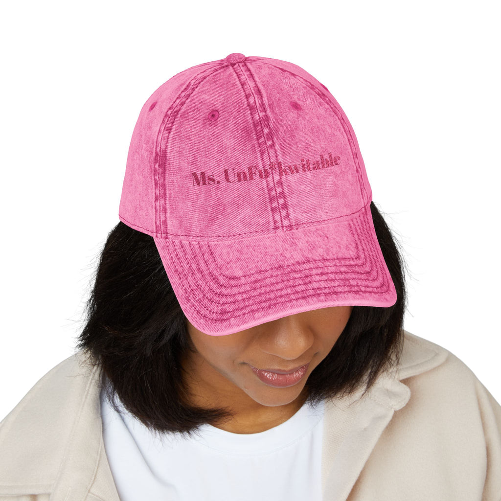She's The Vibe: Denim Dad Hat w/ Adjustable Slider-'Ms. UnF*ckwitable'