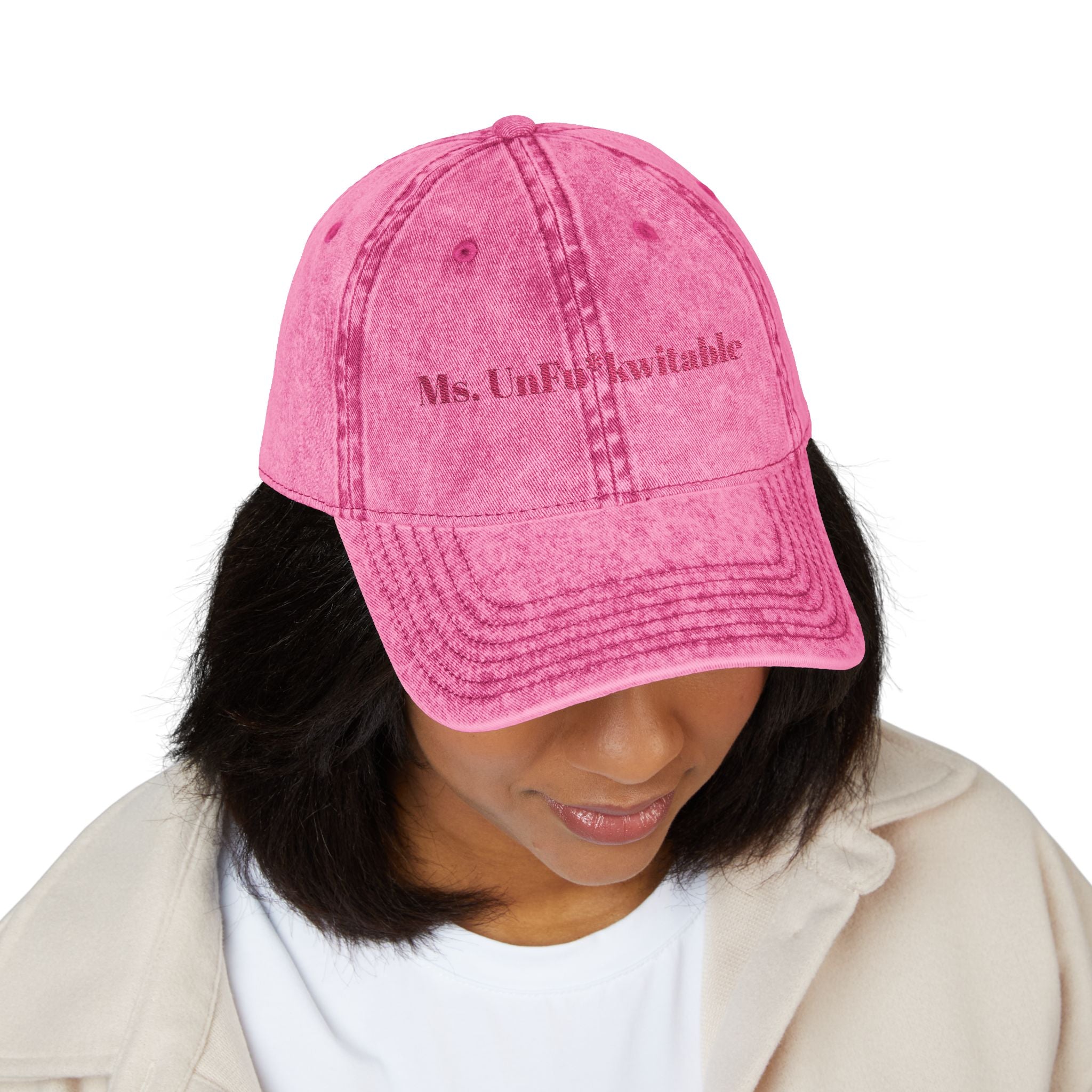 She's The Vibe: Denim Dad Hat w/ Adjustable Slider-'Ms. UnF*ckwitable'