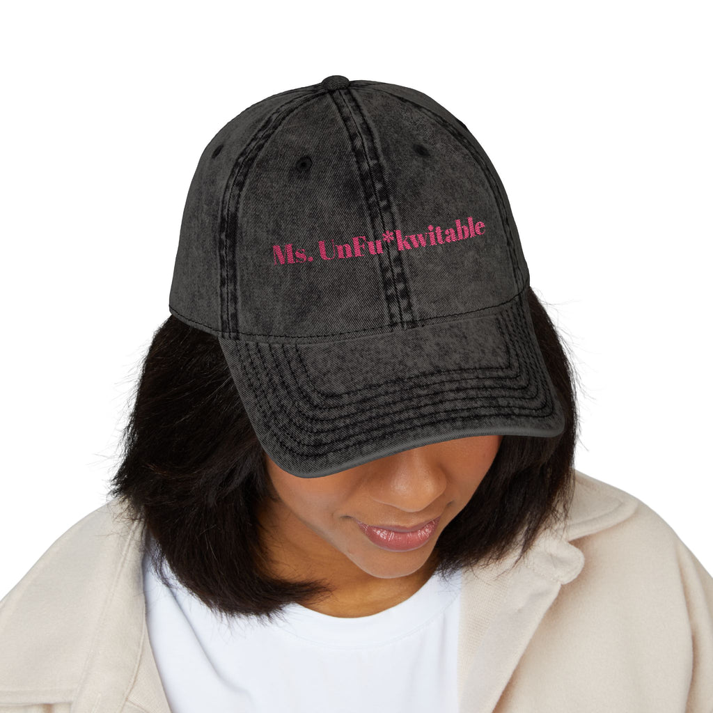 She's The Vibe: Denim Dad Hat w/ Adjustable Slider-'Ms. UnF*ckwitable'