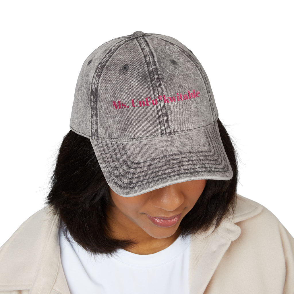 She's The Vibe: Denim Dad Hat w/ Adjustable Slider-'Ms. UnF*ckwitable'